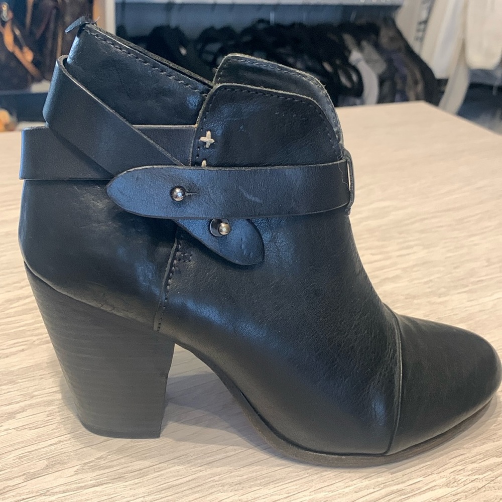Rag & Bone Harrow Ankle Boots. Black Leather. Size 37.5.